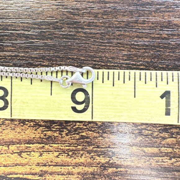 VTG Sterling Silver 925 Turquoise Scroll Slide Pendant Necklace Size 18" Length - Picture 9 of 13